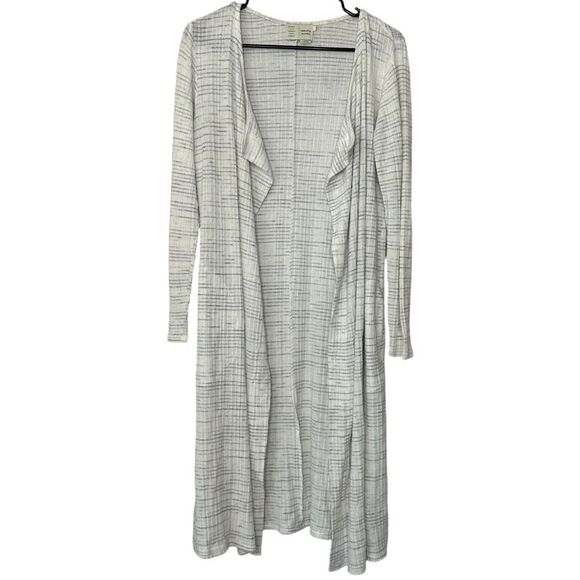 |EUC| SATURDAY SUNDAY {Anthropologie} Gray Striped Open Front Long Cardigan - Picture 1 of 6
